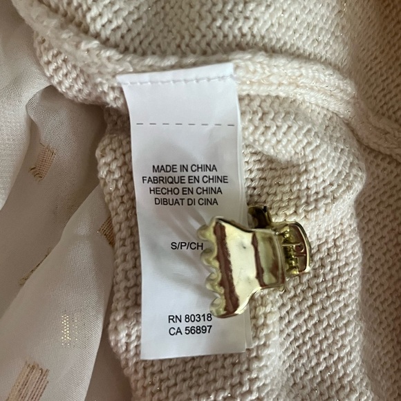 Lucky Brand Split Back Sweater Beige & Gold - Picture 4 of 7